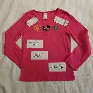 Gymboree pink shirt, size 6, dog & snowflake design